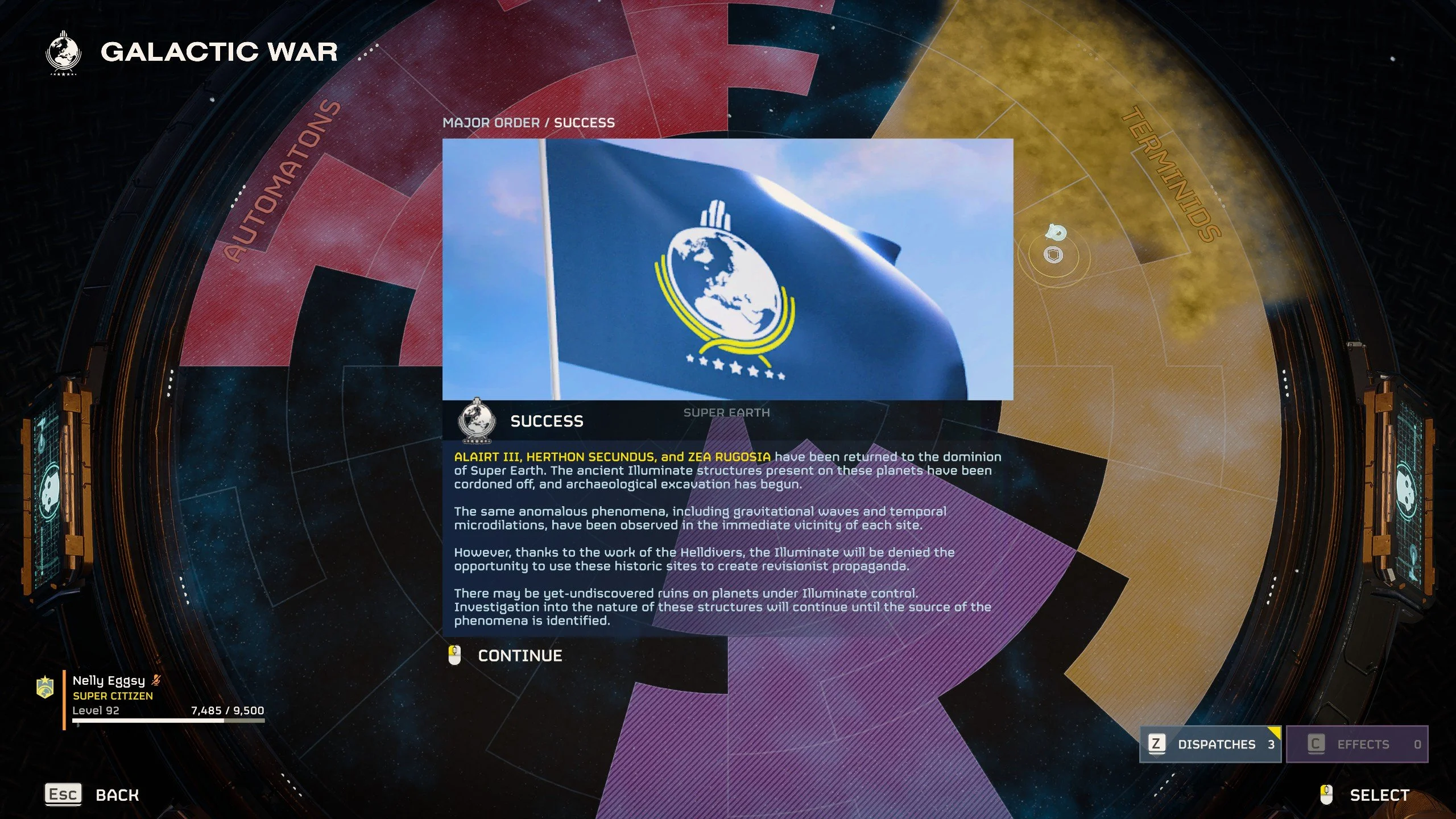 Major Order (Mission ID: 2124871184) Success!