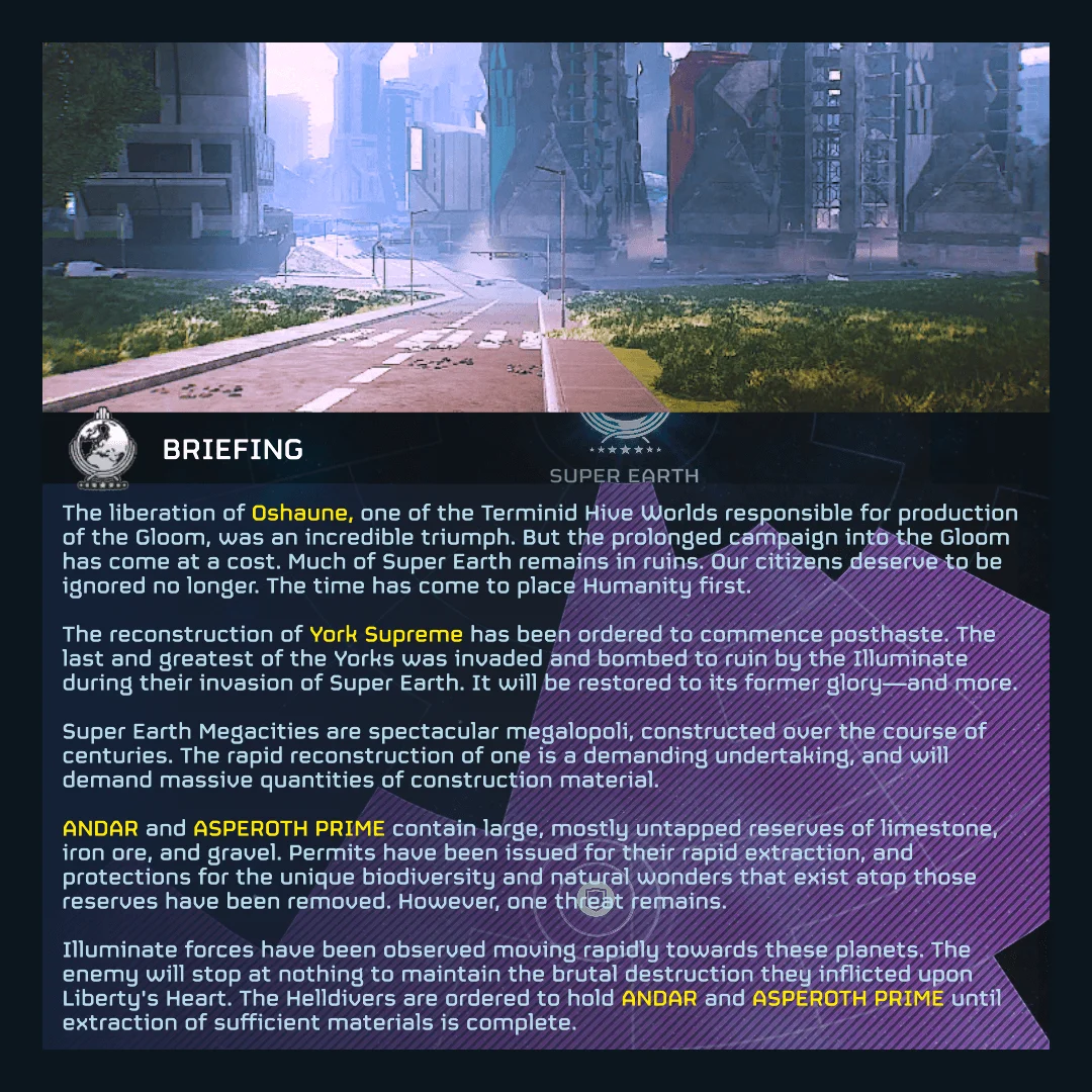 Major Order — Mission ID: 3276176075 - Briefing